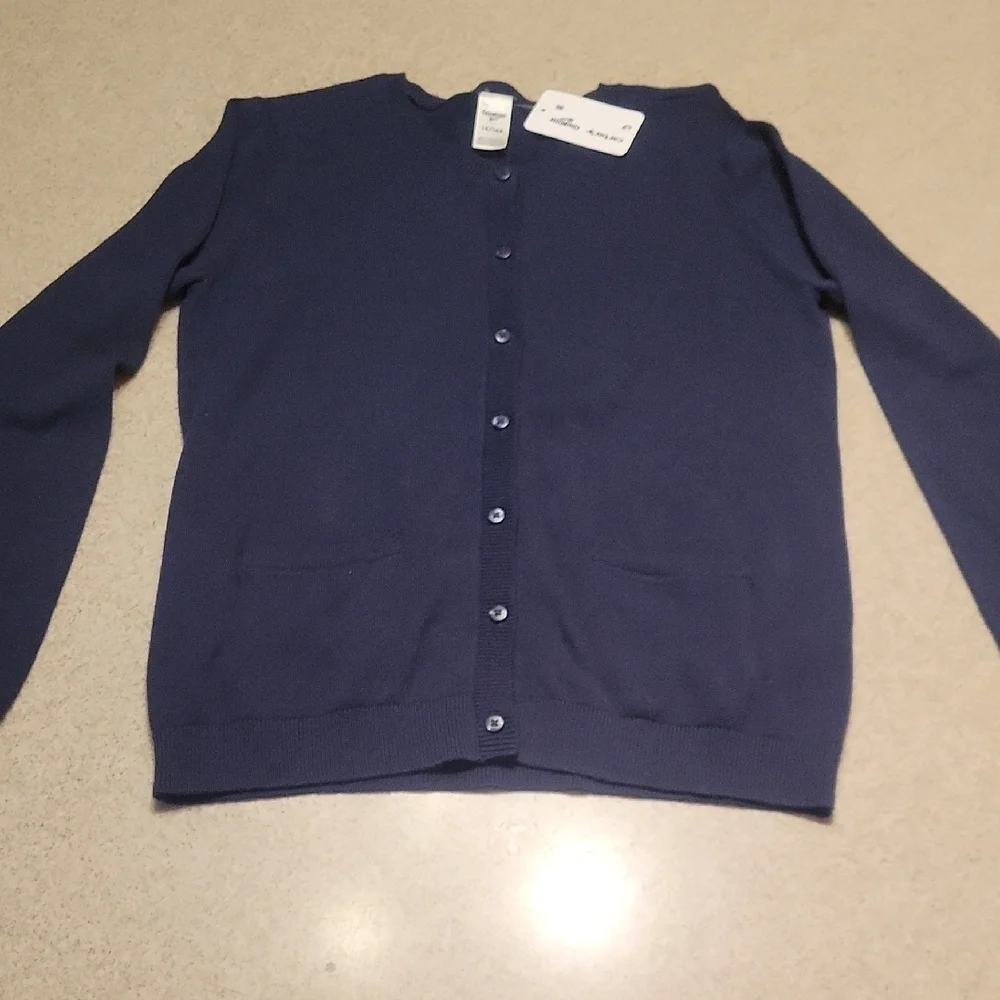 OshKosh B'gosh Blue Cardigan Sweater Classic Knit SIZE 14 NWT